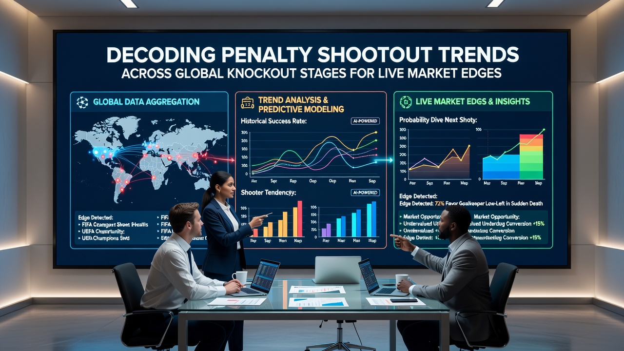 Infographic illustrating goalkeeper dive patterns and success rates in penalty shootouts from global knockout events
