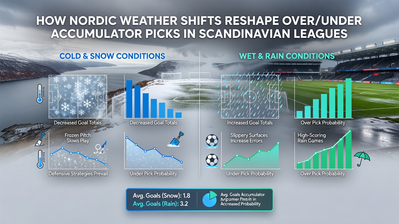 Data charts showing goal averages in Scandinavian leagues during weather transitions